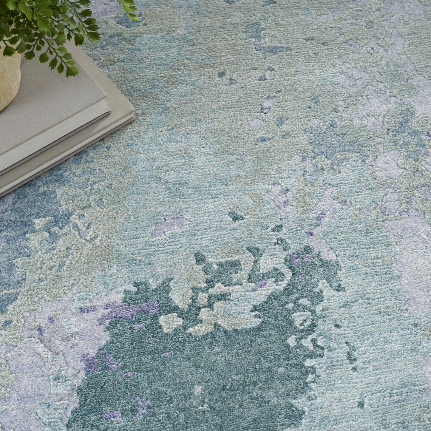 Nourison Home Silk Shadows  Blue Green  Contemporary