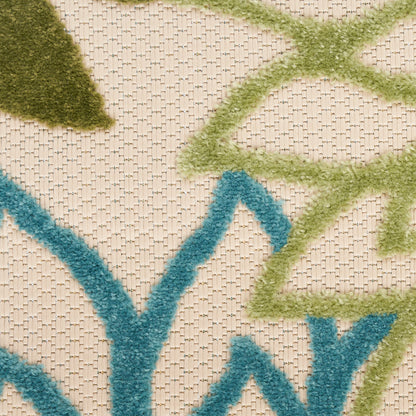 Nourison Home Aloha  Green Multicolor  Contemporary