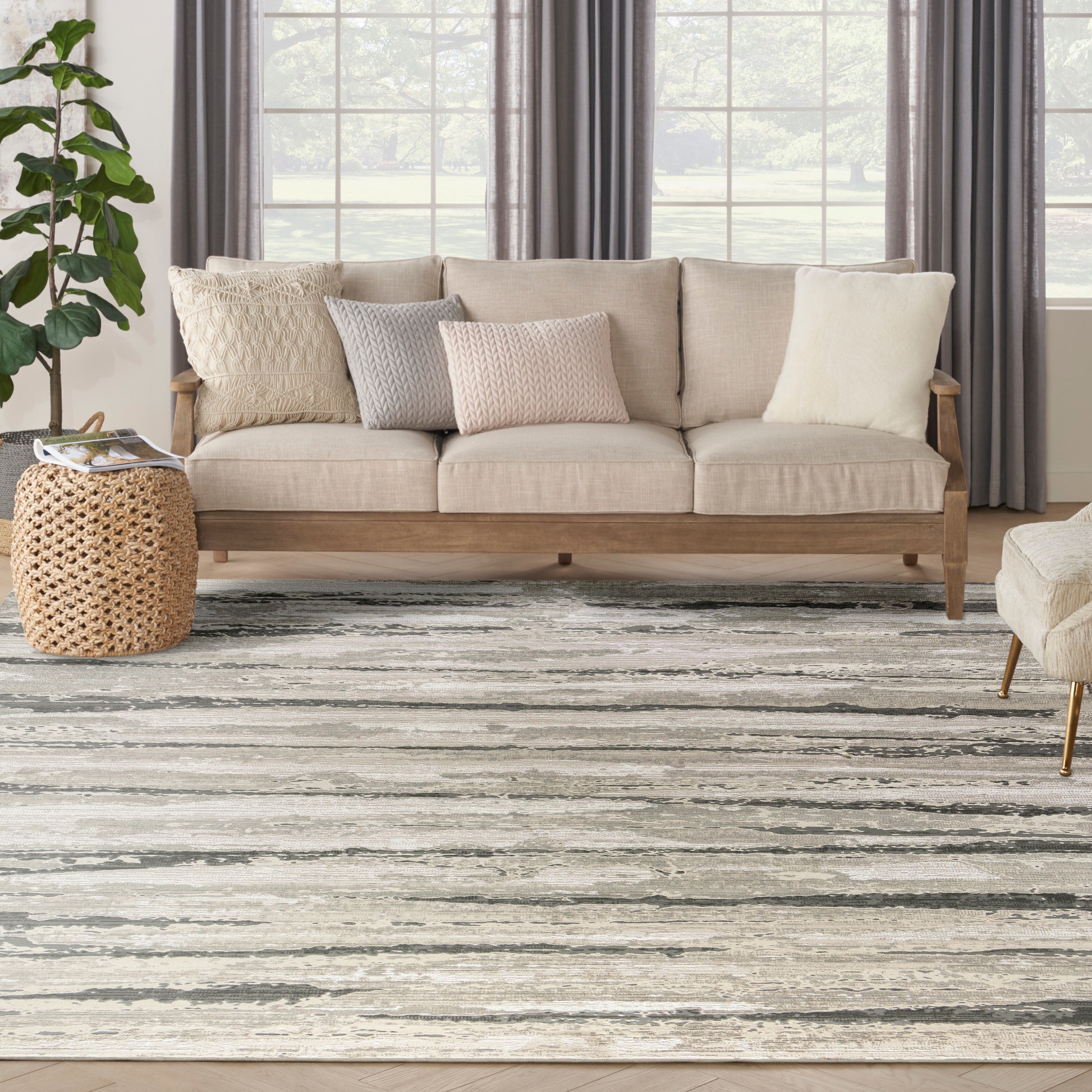 Nourison Home Sustainable Trends  Ivory Multicolor  Contemporary