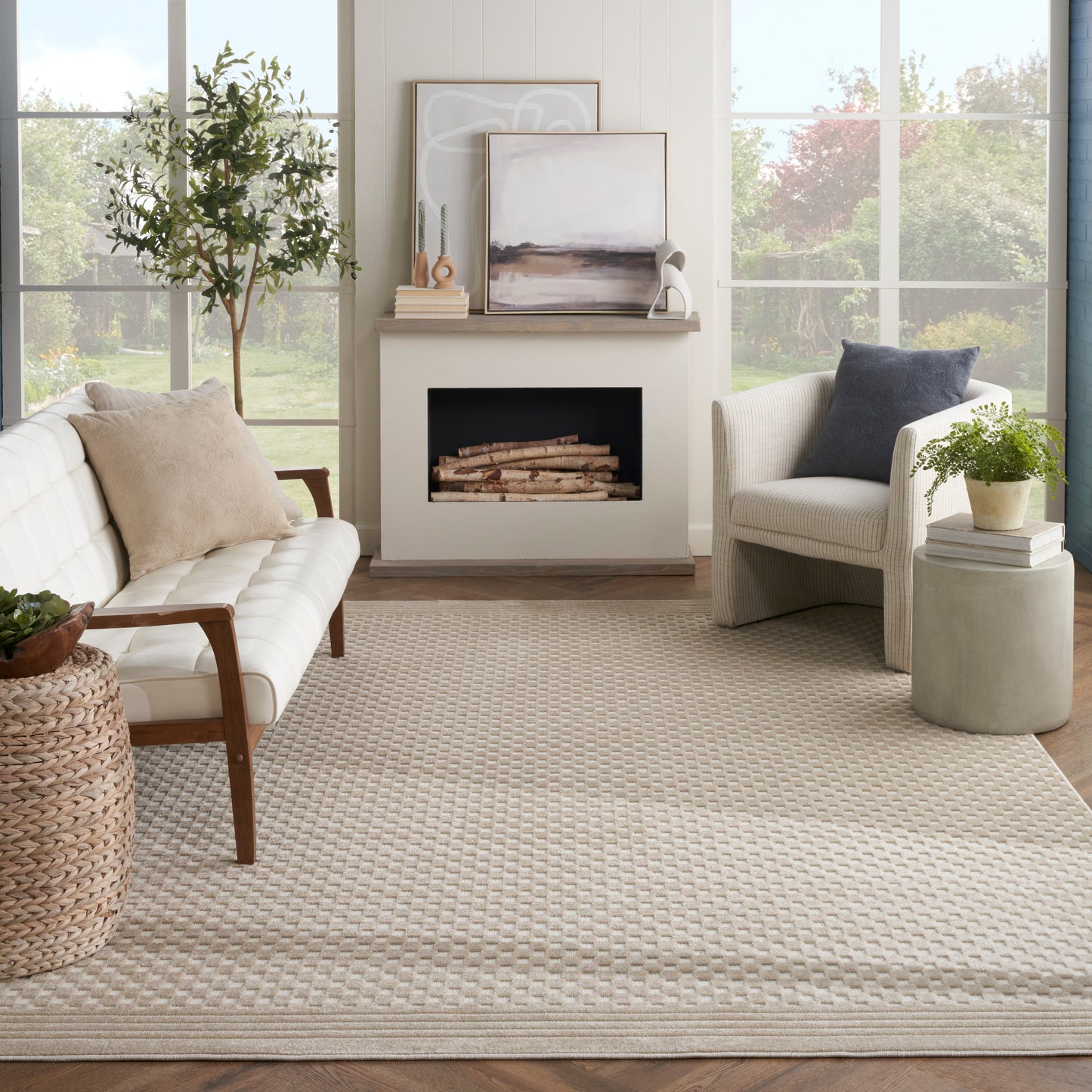 Nourison Home Care Free  Beige  Contemporary
