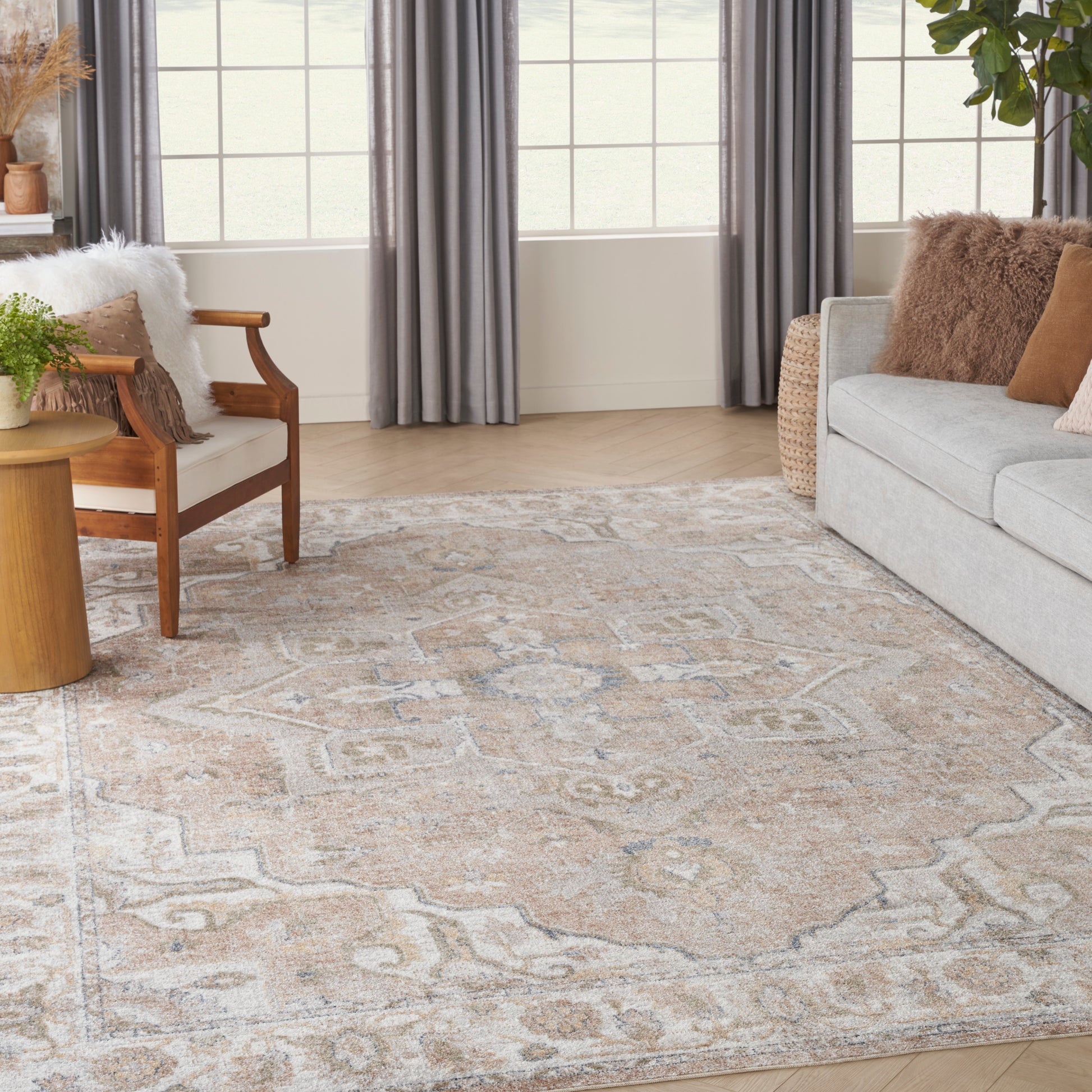 Nourison Home Astra Machine Washable  Beige  Traditional