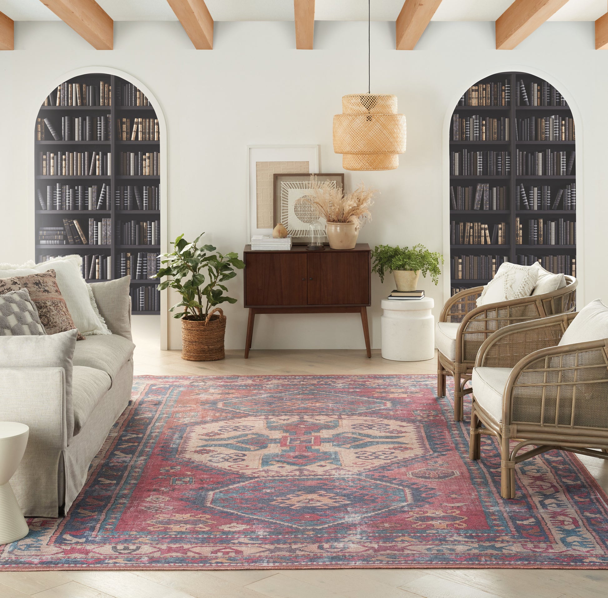 Nourison Home New Concept Washables  Red Navy  Traditional