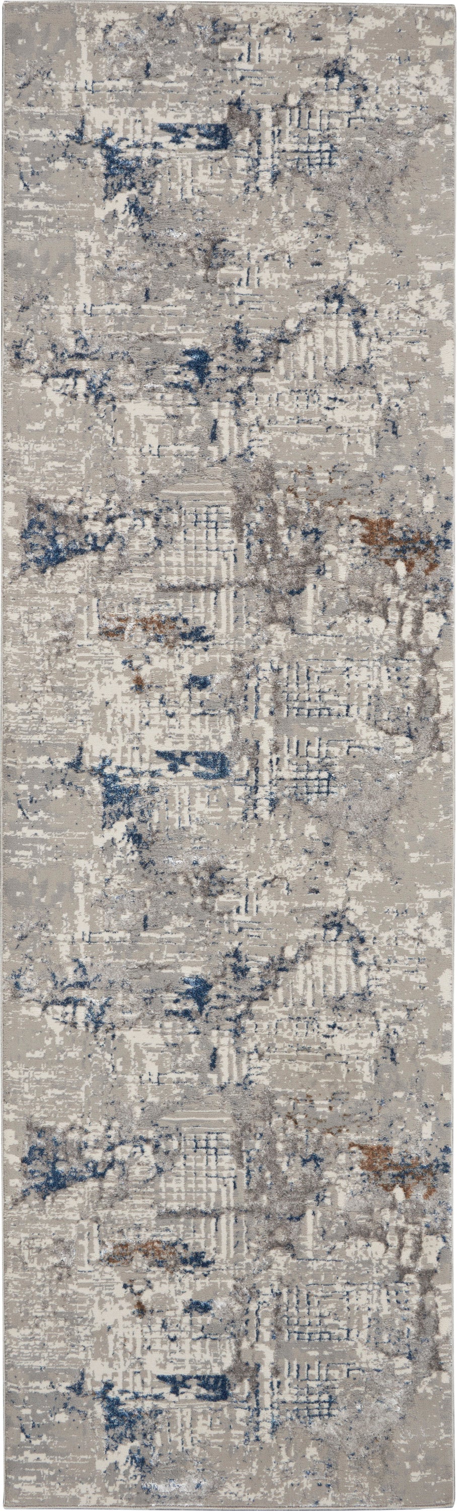 Nourison Home Royal Terrace KI41 Ivory Blue Contemporary Power-loomed Rug