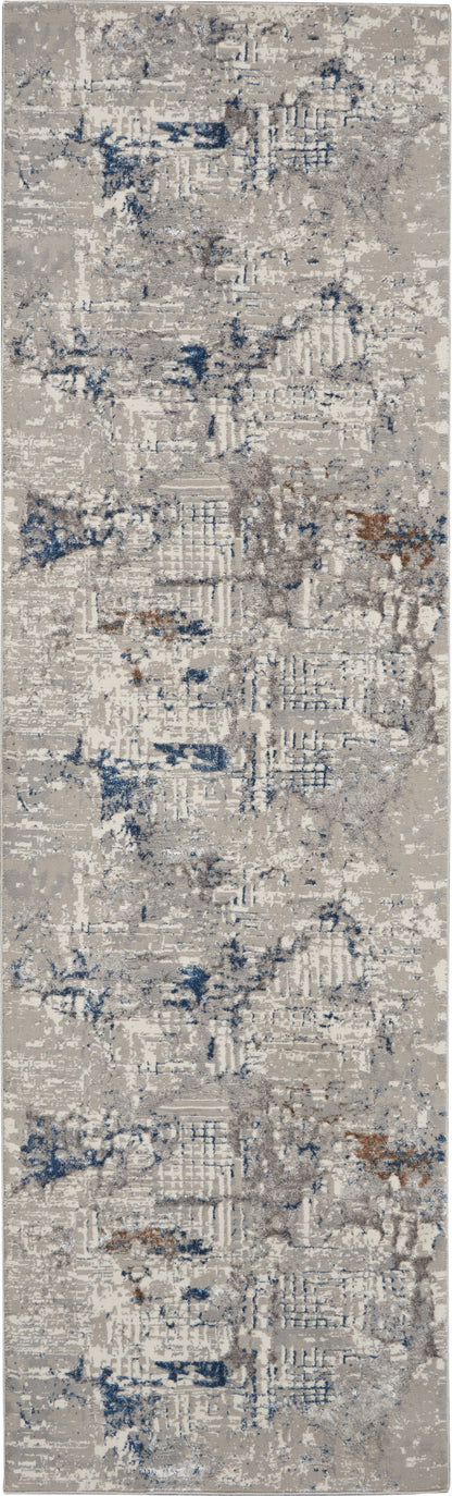 Nourison Home Royal Terrace KI41 Ivory Blue Contemporary Power-loomed Rug