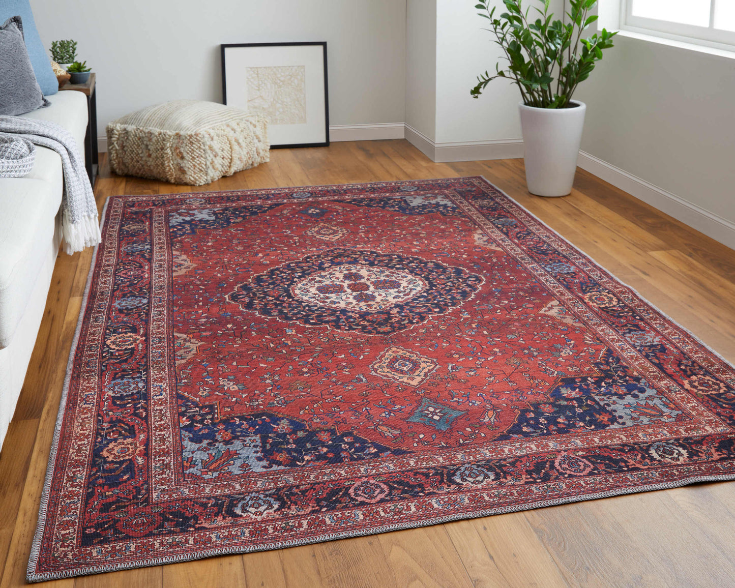 Feizy Rawlins  Red Navy Transitional/Bohemian & Eclectic/Vintage