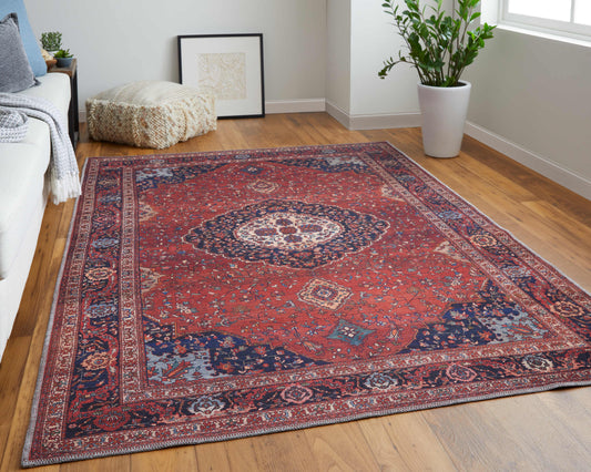 Feizy Rawlins  Red Navy Transitional/Bohemian & Eclectic/Vintage