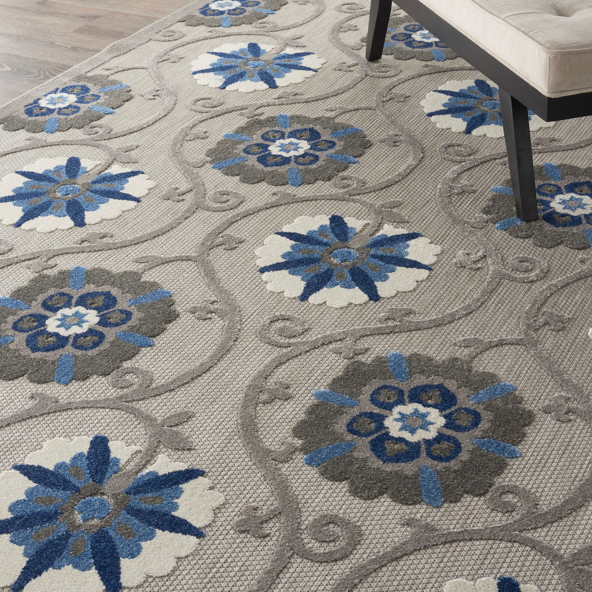Nourison Home Aloha  Grey Blue  Contemporary