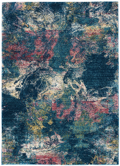 Nourison Home Fusion FSS17 Blue Multicolor Contemporary Power-loomed Rug