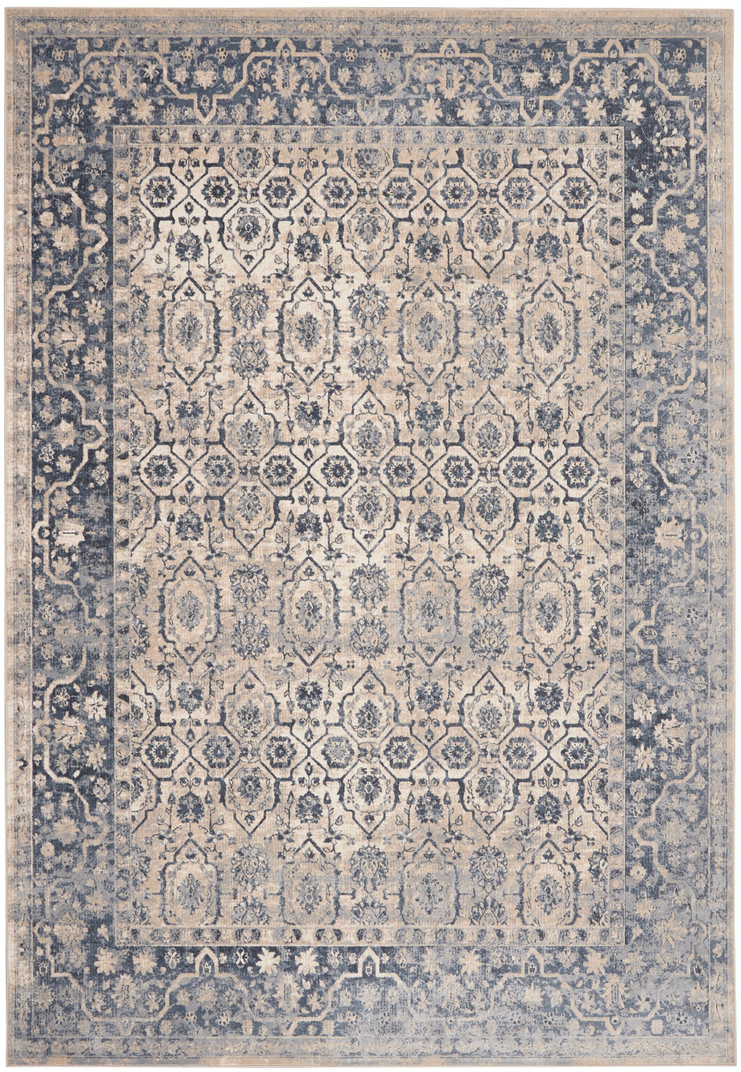Nourison Home Malta  Ivory Blue  Traditional