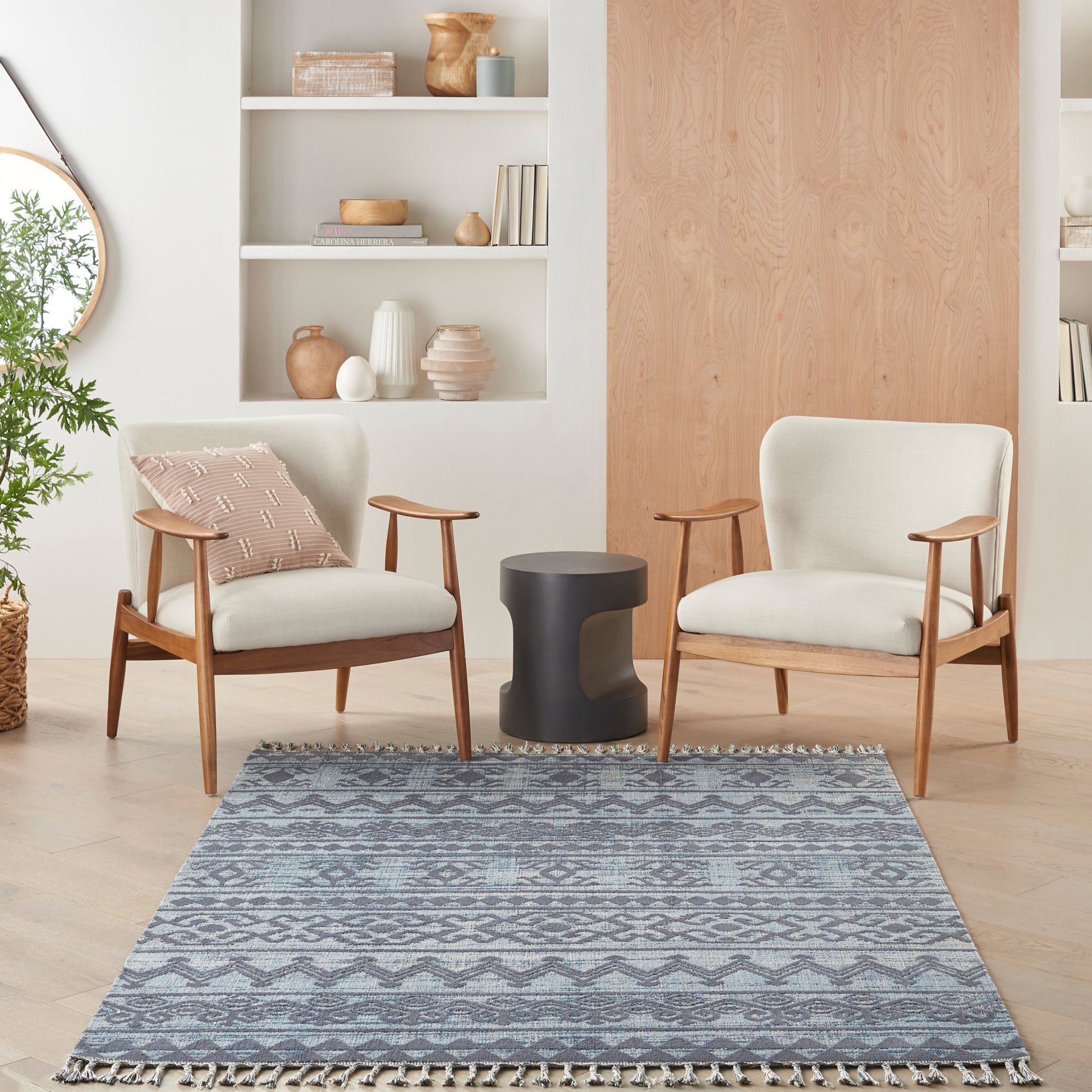 Nourison Home Asilah  Light Blue Charcoal  Contemporary