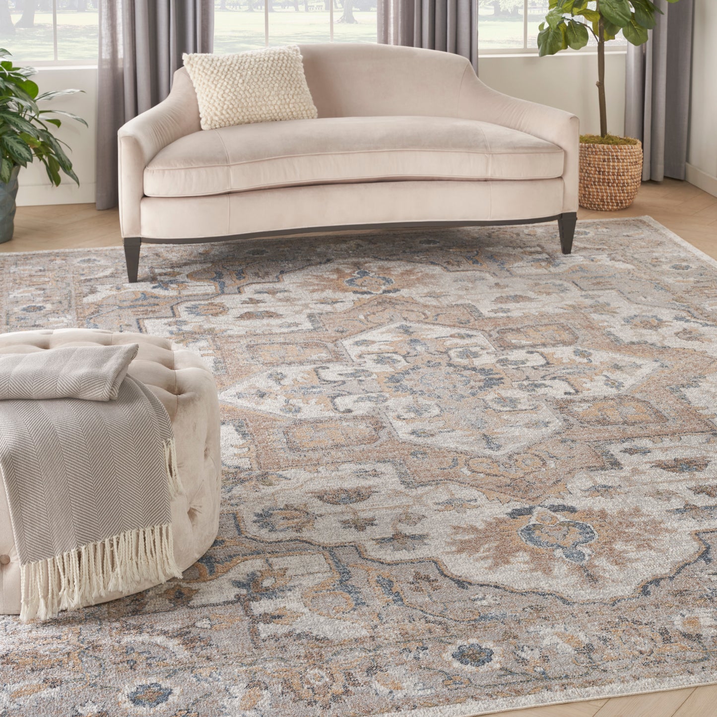 Nourison Home Astra Machine Washable  Silver Grey  Traditional