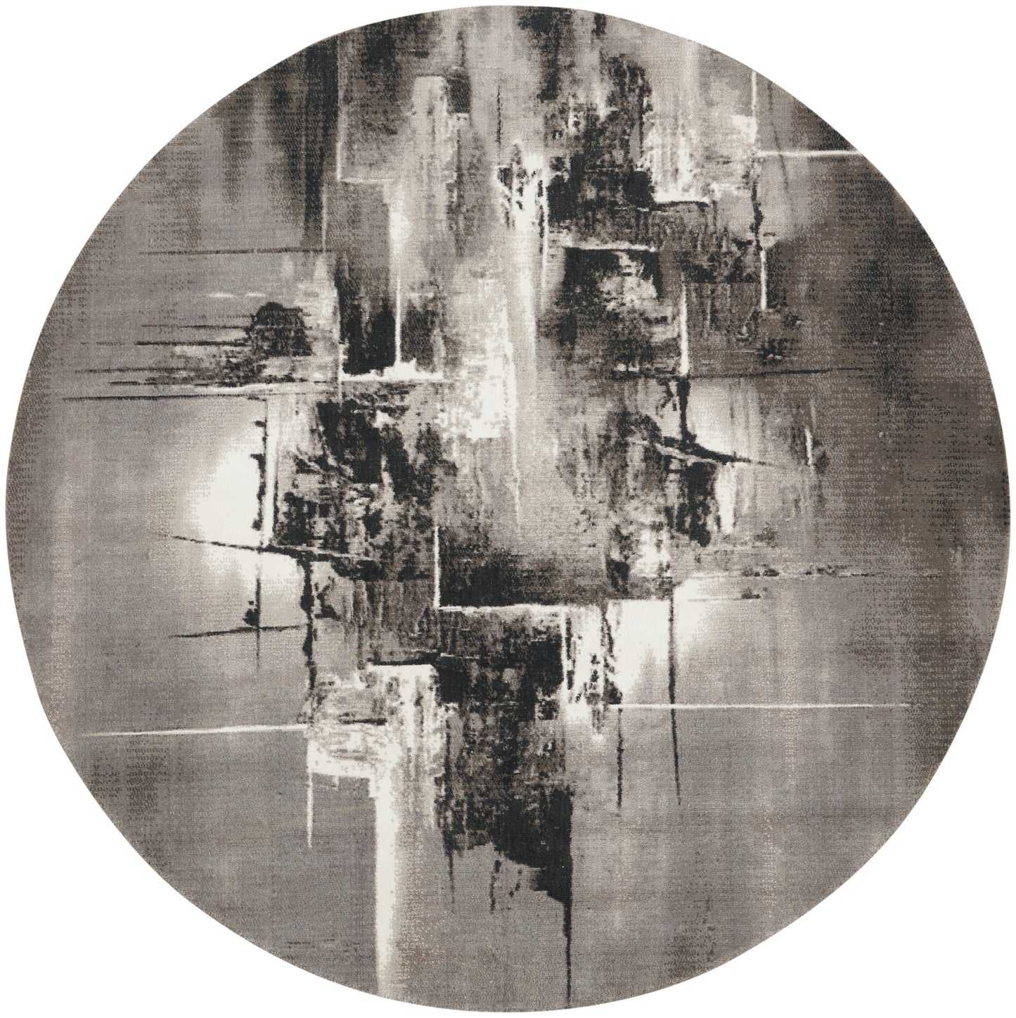 Nourison Home Twilight TWI30 Grey Ivory Black Contemporary Power-loomed Rug