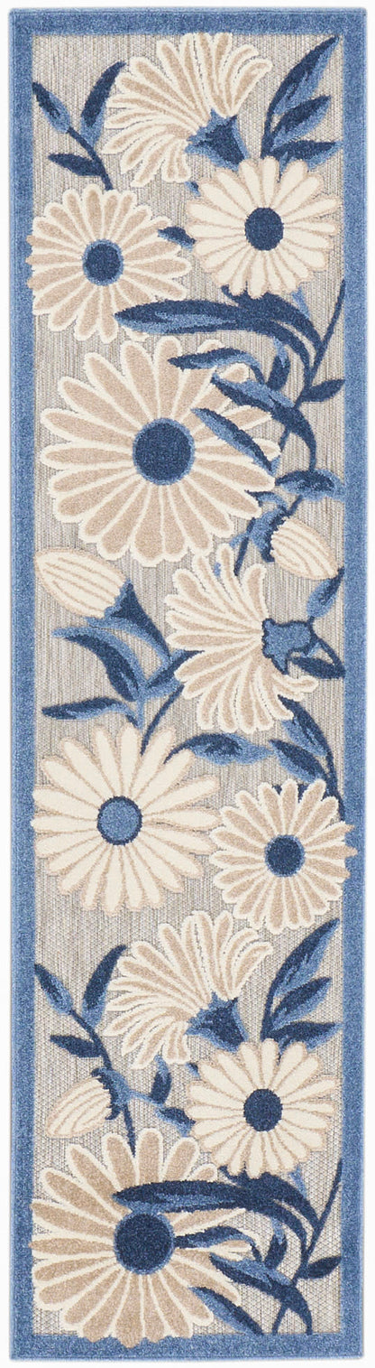 Nourison Home Aloha ALH33 Blue Grey Contemporary Power-loomed Rugs