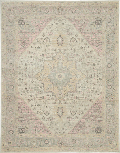 Nourison Home Tranquil TRA06 Ivory Pink Transitional Power-loomed Rug