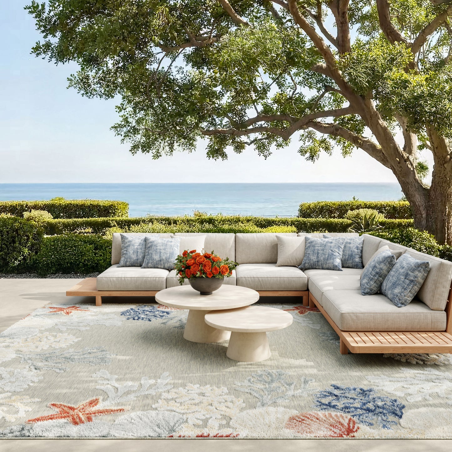 Nourison Home Suncoast  Grey Multicolor  Contemporary