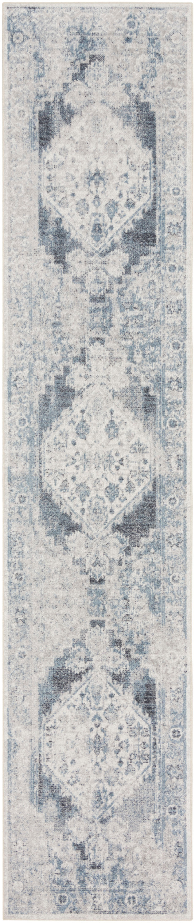 Nourison Home Astra Machine Washable ASW11 Blue Ivory Traditional Power-loomed Rug