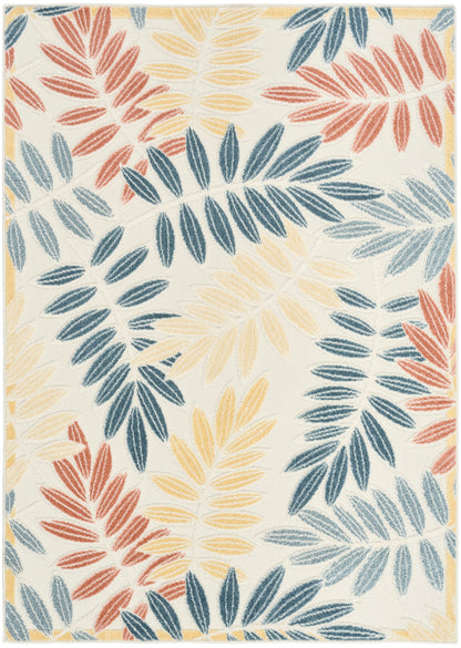 Nourison Home Aloha ALH18 Ivory Blue Contemporary Power-loomed Rugs