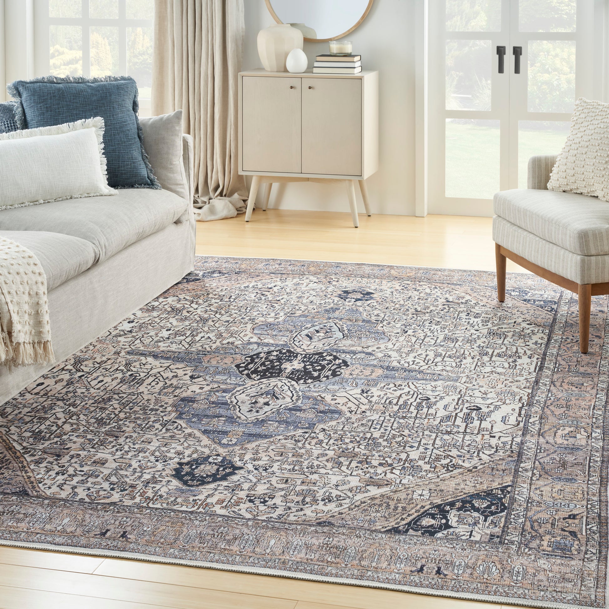 Nourison Home Grand Washables  Ivory Blue  Traditional