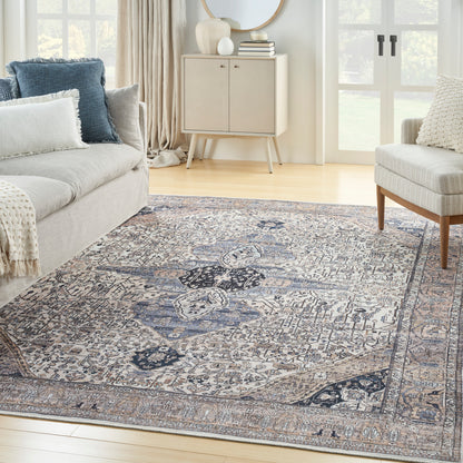 Nourison Home Grand Washables  Ivory Blue  Traditional