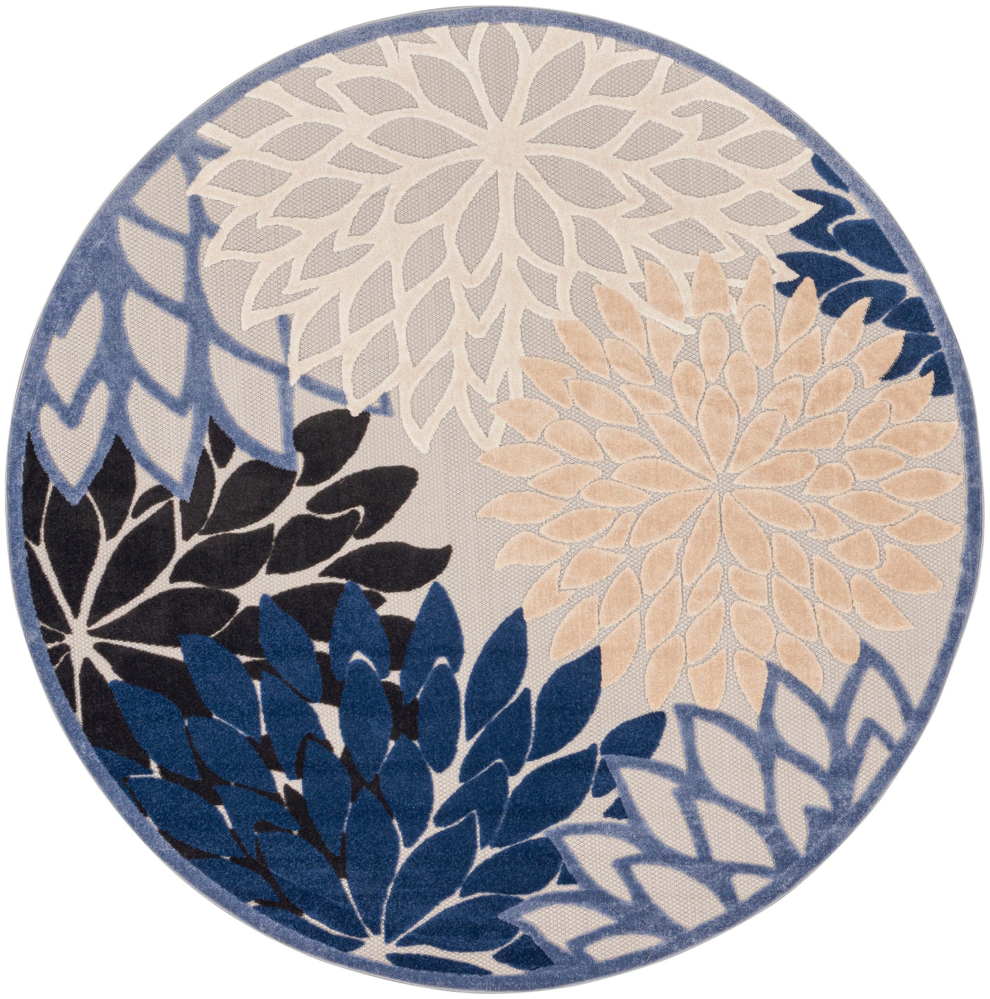Nourison Home Aloha ALH05 Blue Multicolor Contemporary Power-loomed Rugs