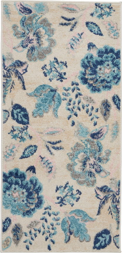Nourison Home Tranquil TRA02 Ivory Light Blue Contemporary Power-loomed Rug