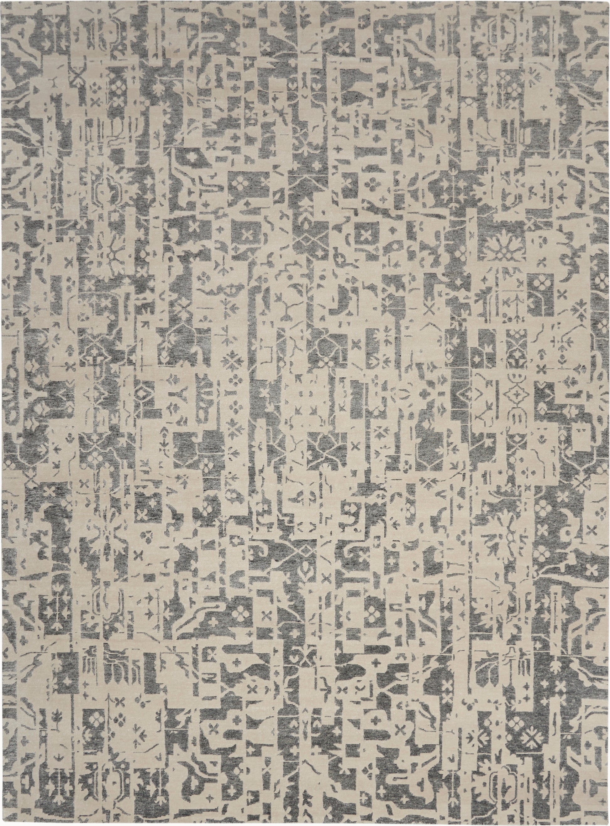 Nourison Home Silk Shadows  Ivory Grey  Transitional