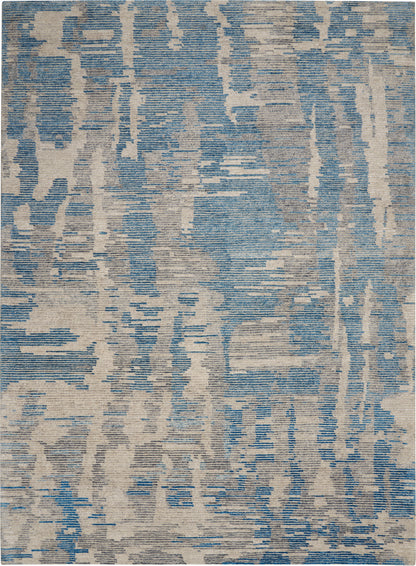 Nourison Home Ellora ELL01 Blue Contemporary Knotted Rug