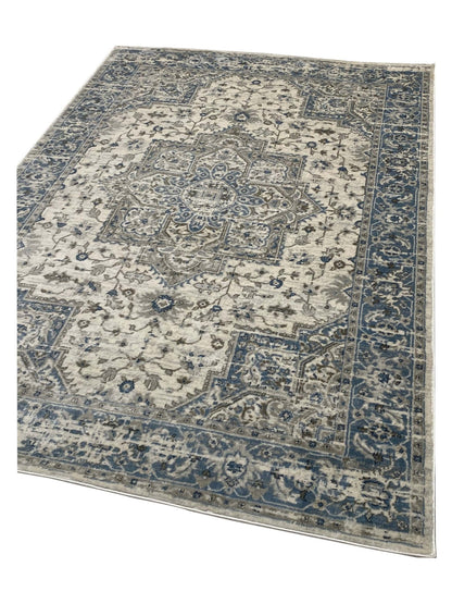 Artisan Bella Cream Blue Transitional Machinemade Rug - Rugs - Artisan - Atlanta Designer Rugs