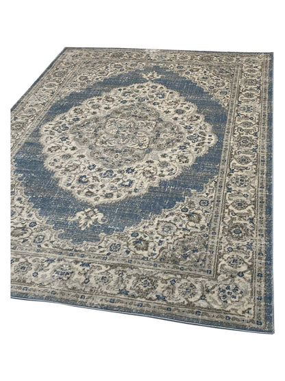 Artisan Bella Blue Cream Transitional Machinemade Rug - Rugs - Artisan - Atlanta Designer Rugs