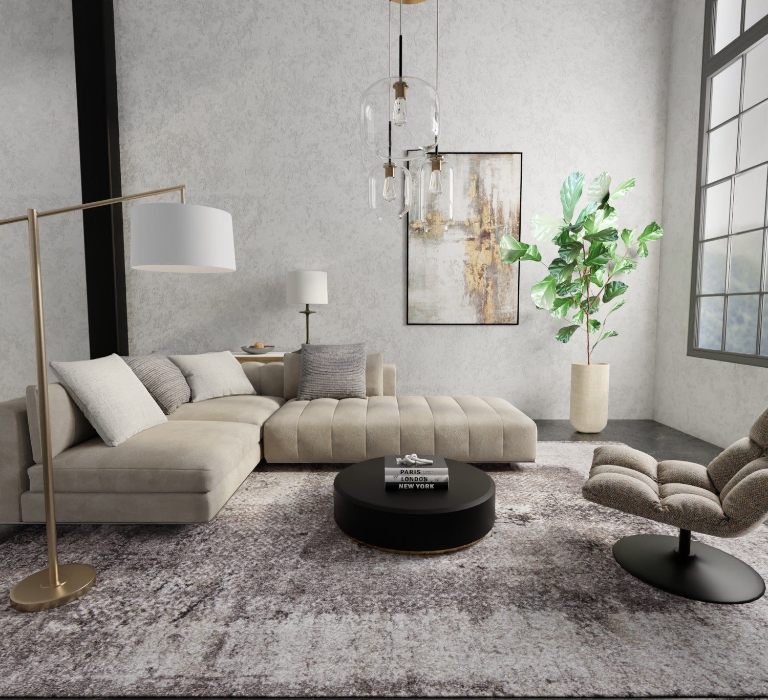 Feizy Skyview  Gray  Modern/Industrial/Casual