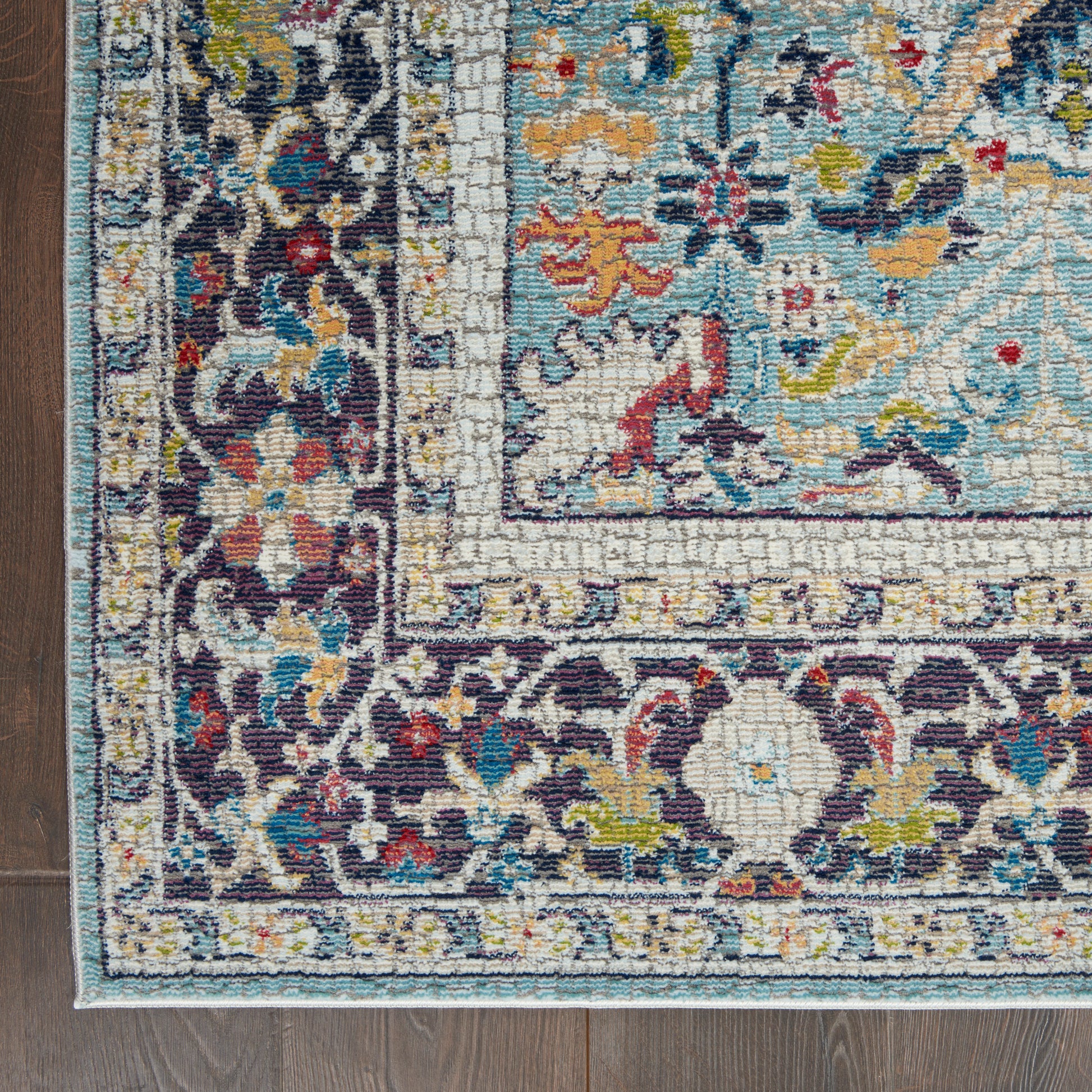 Nourison Home Ankara Global  Teal Multicolor  Traditional