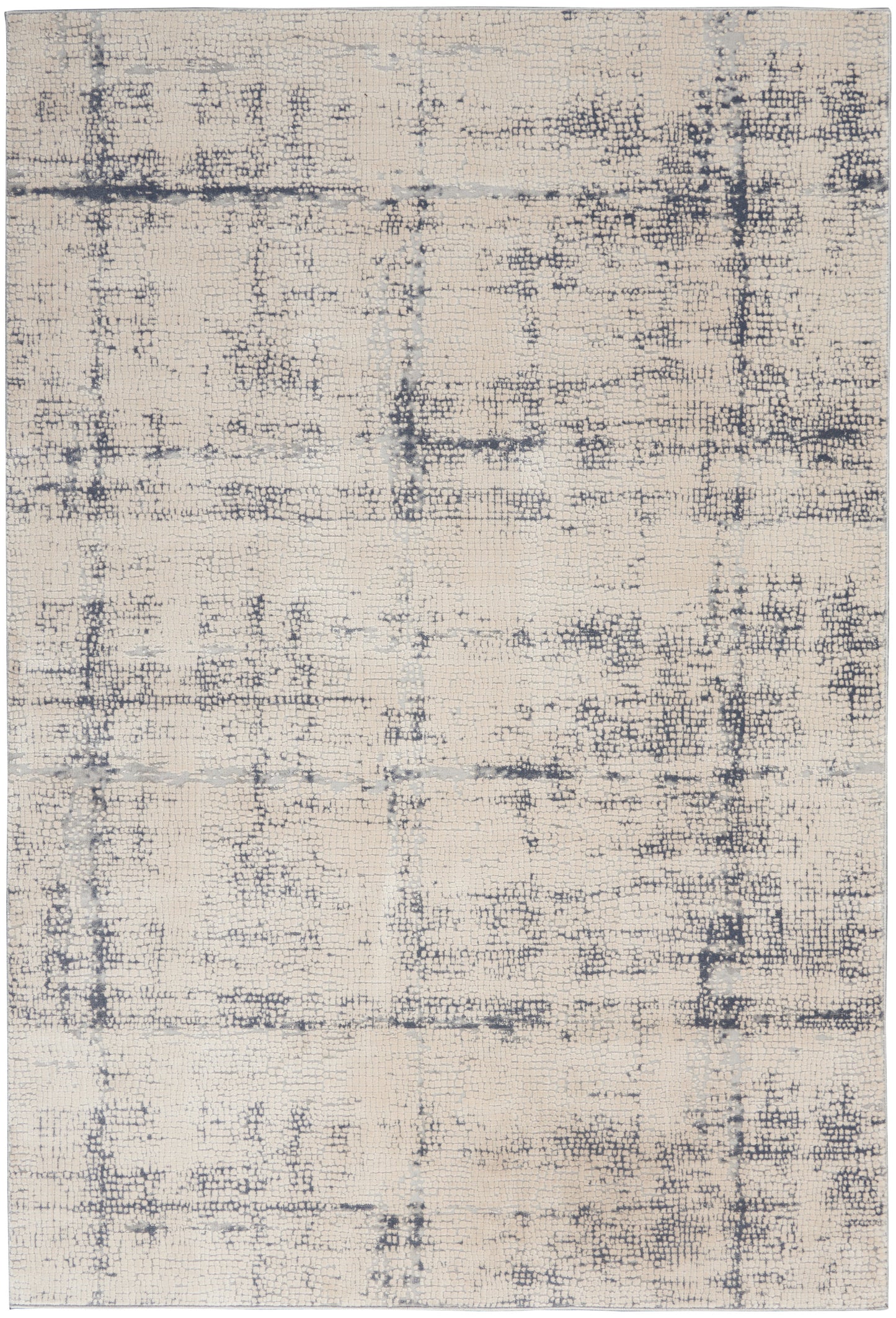 Nourison Home Rustic Textures RUS06 Ivory Blue Contemporary Power-loomed Rugs