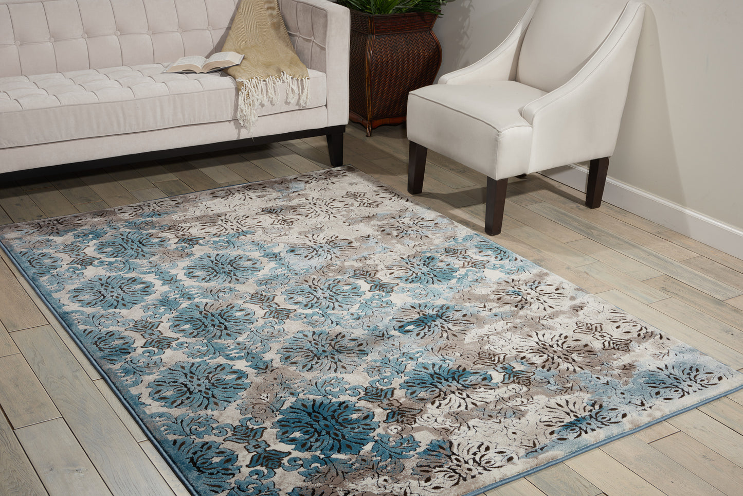 Nourison Home Karma  Ivory Blue  Transitional