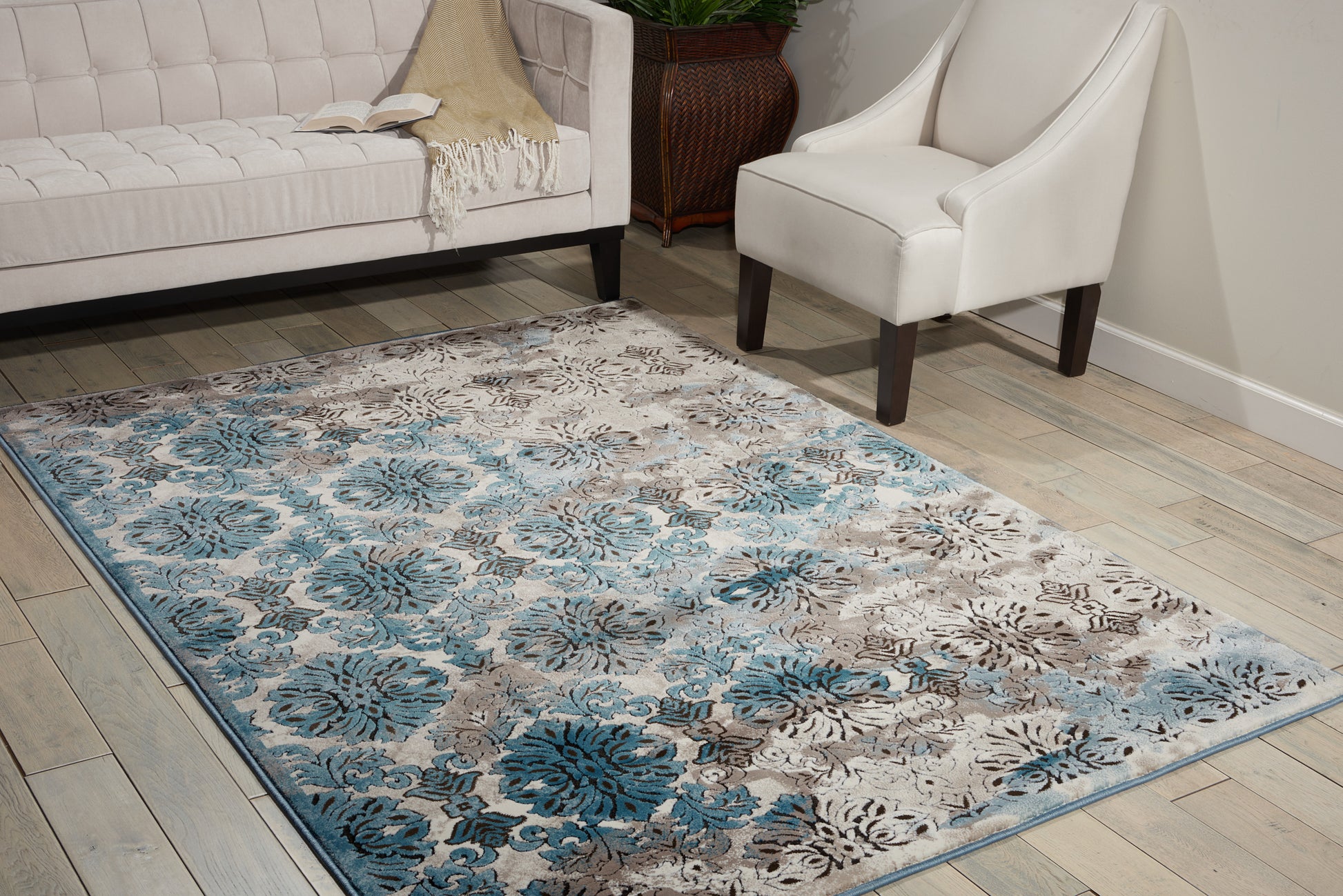 Nourison Home Karma  Ivory Blue  Transitional