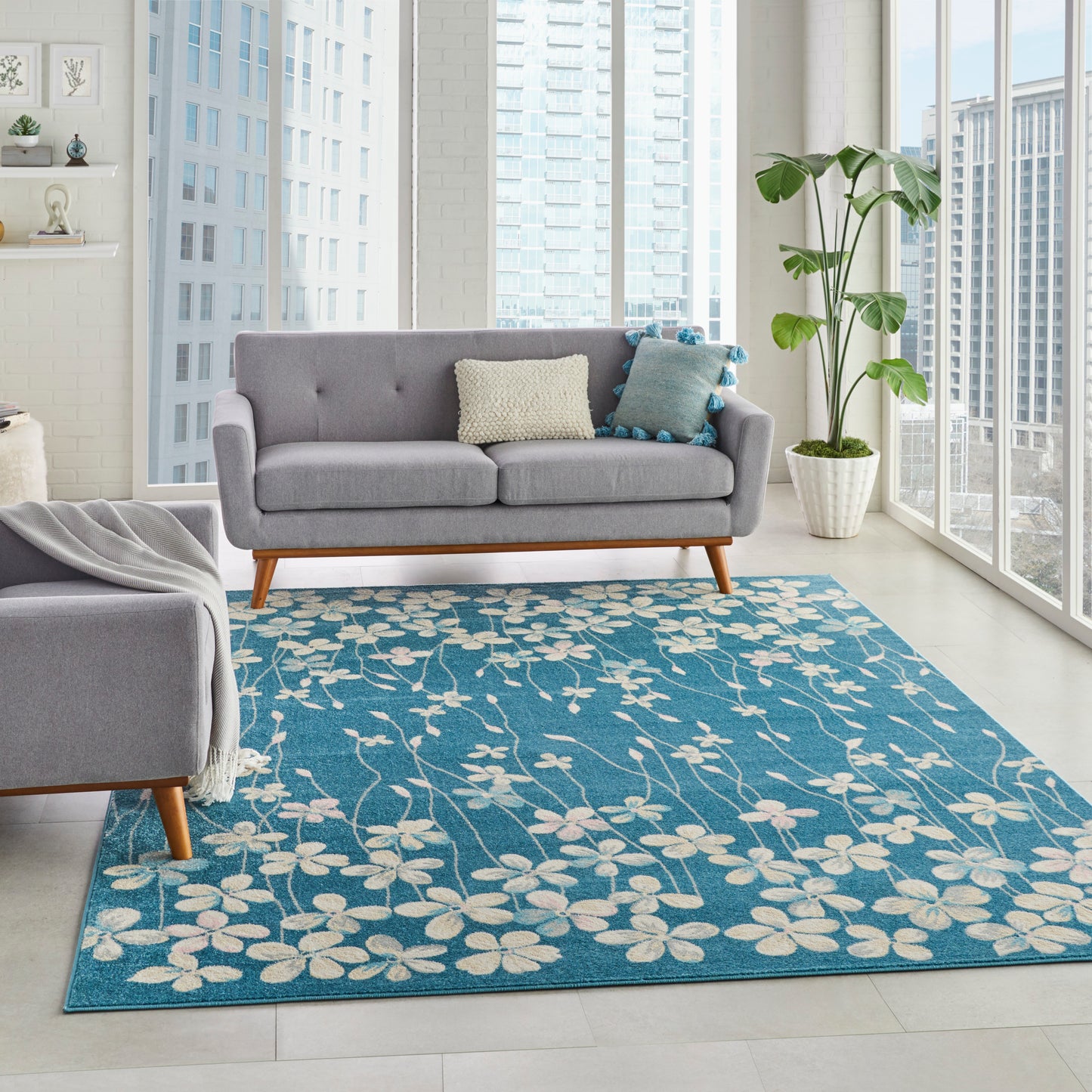 Nourison Home Tranquil  Turquoise  Contemporary
