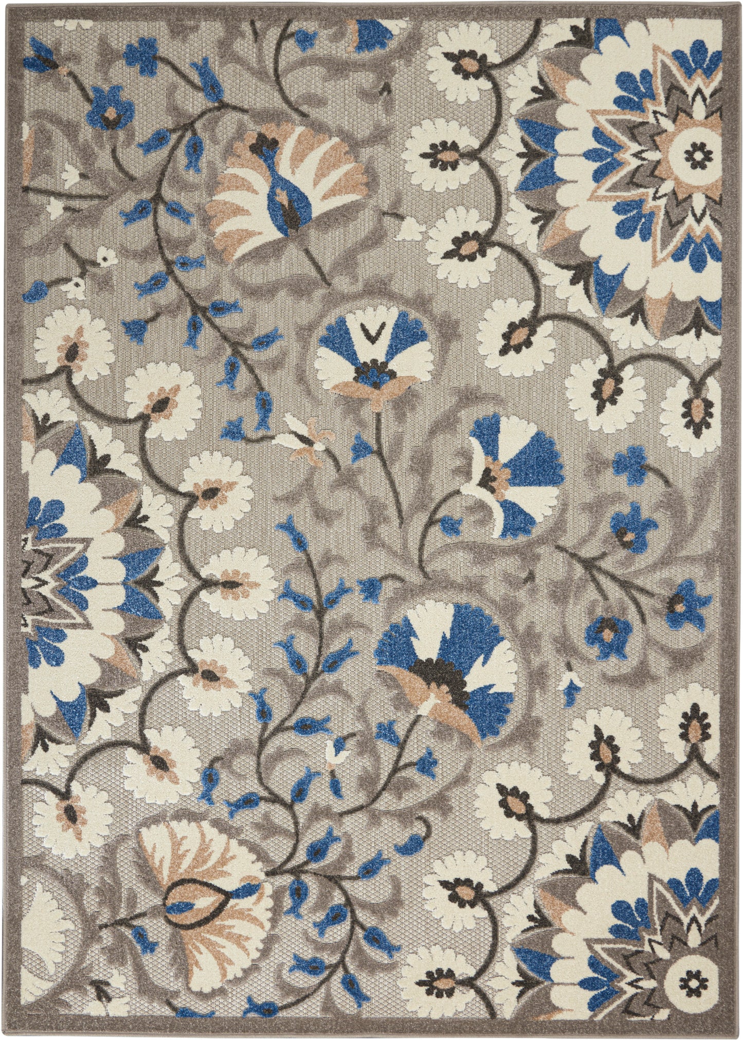 Nourison Home Aloha ALH20 Grey Multicolor Contemporary Power-loomed Rugs