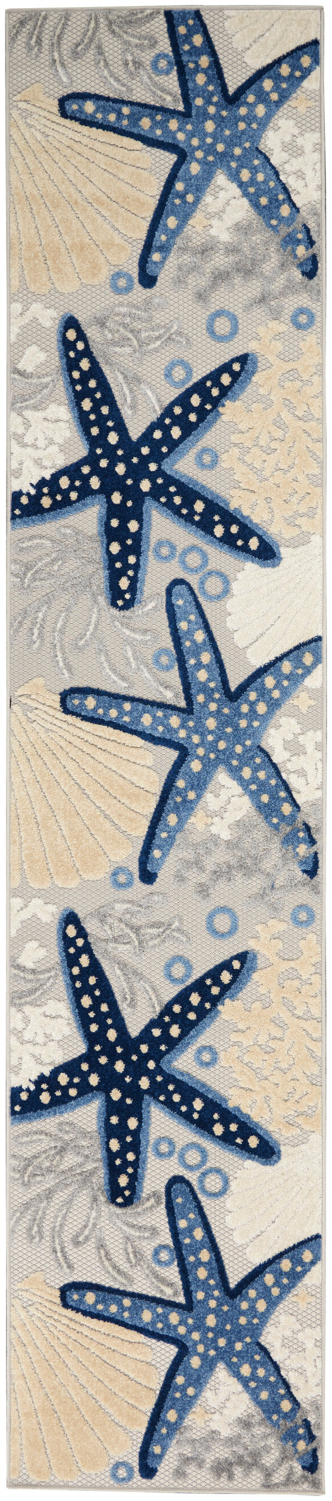 Nourison Home Aloha ALH24 Blue Grey Contemporary Power-loomed Rugs
