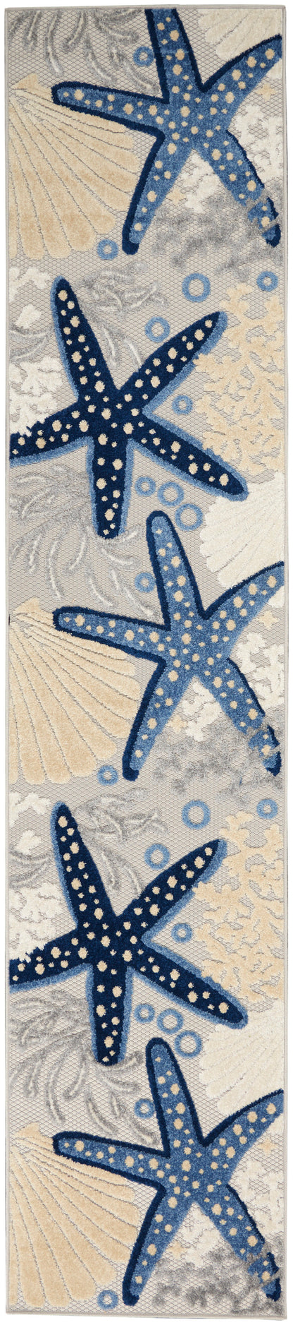 Nourison Home Aloha ALH24 Blue Grey Contemporary Power-loomed Rugs