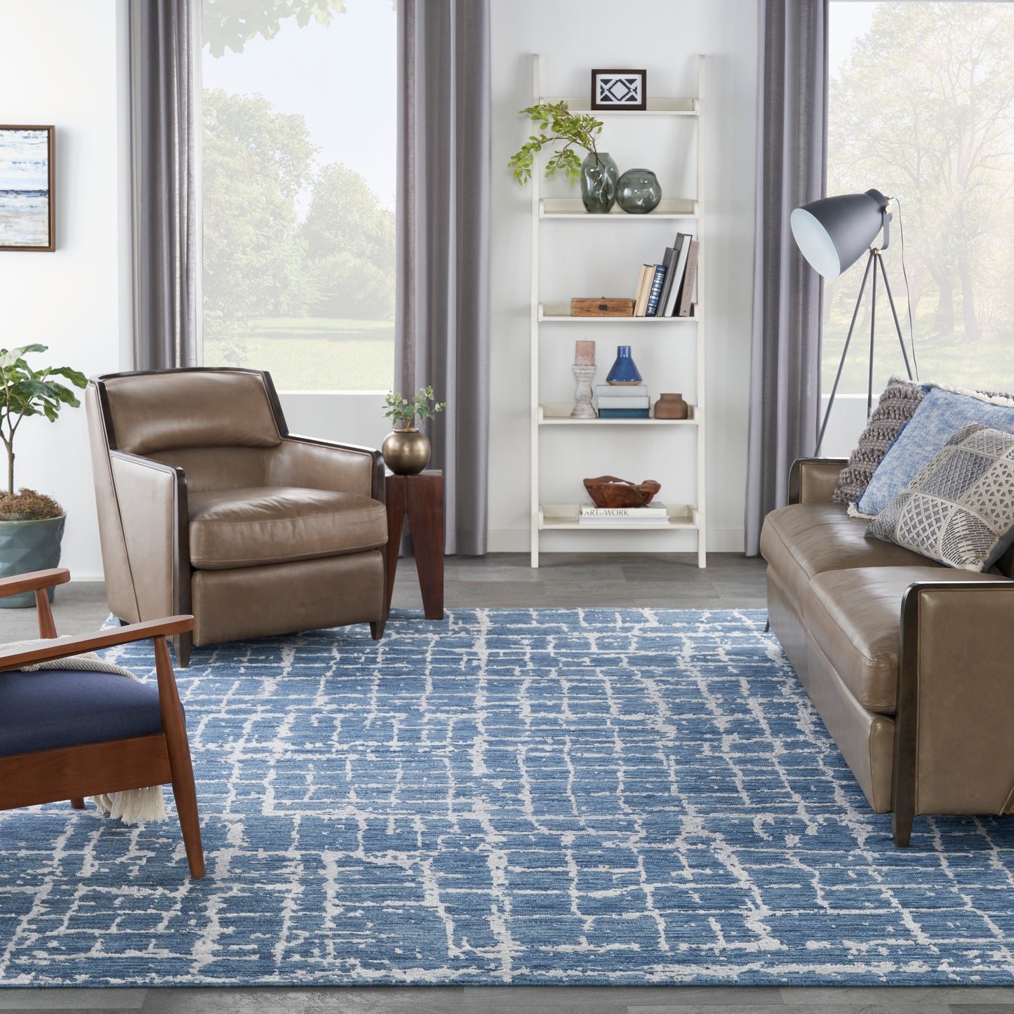 Nourison Home Luna  Blue Silver  Contemporary