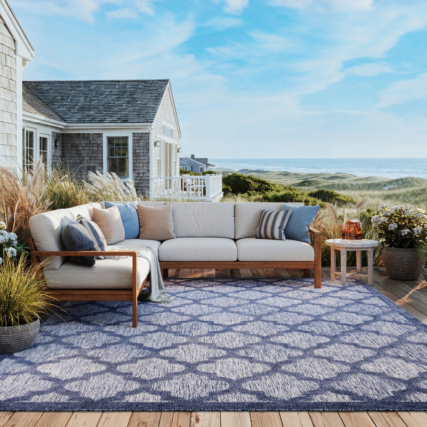 Nourison Home Easy Care  Denim Blue  Contemporary