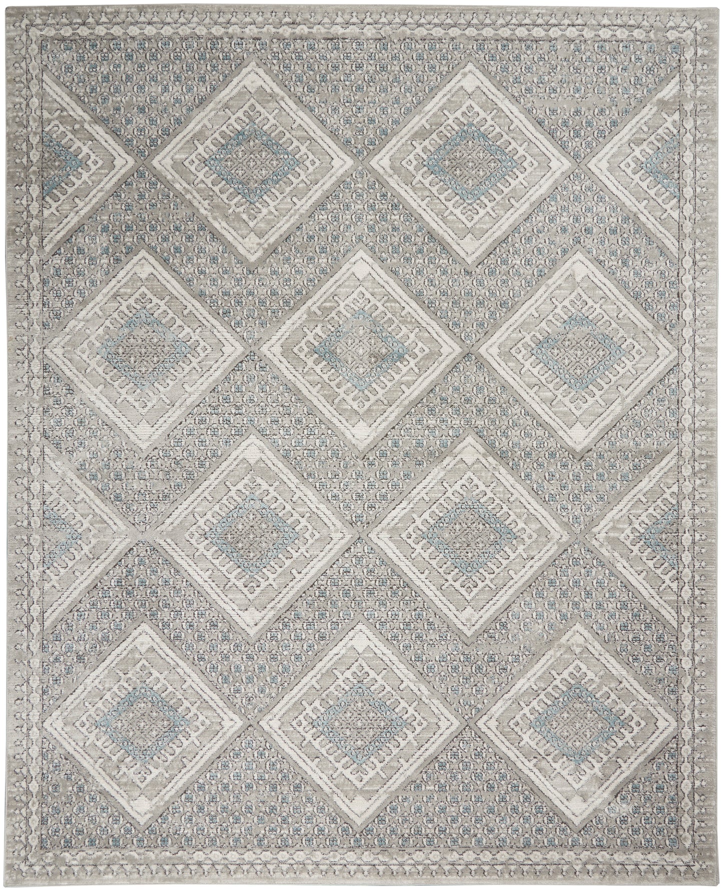 Nourison Home Quarry  Grey Ivory Blue  Contemporary