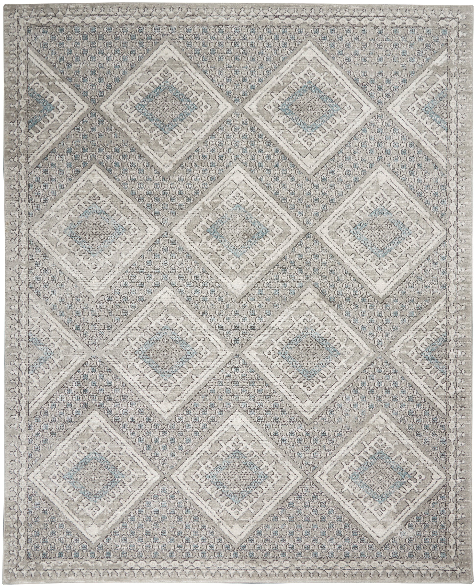 Nourison Home Quarry  Grey Ivory Blue  Contemporary
