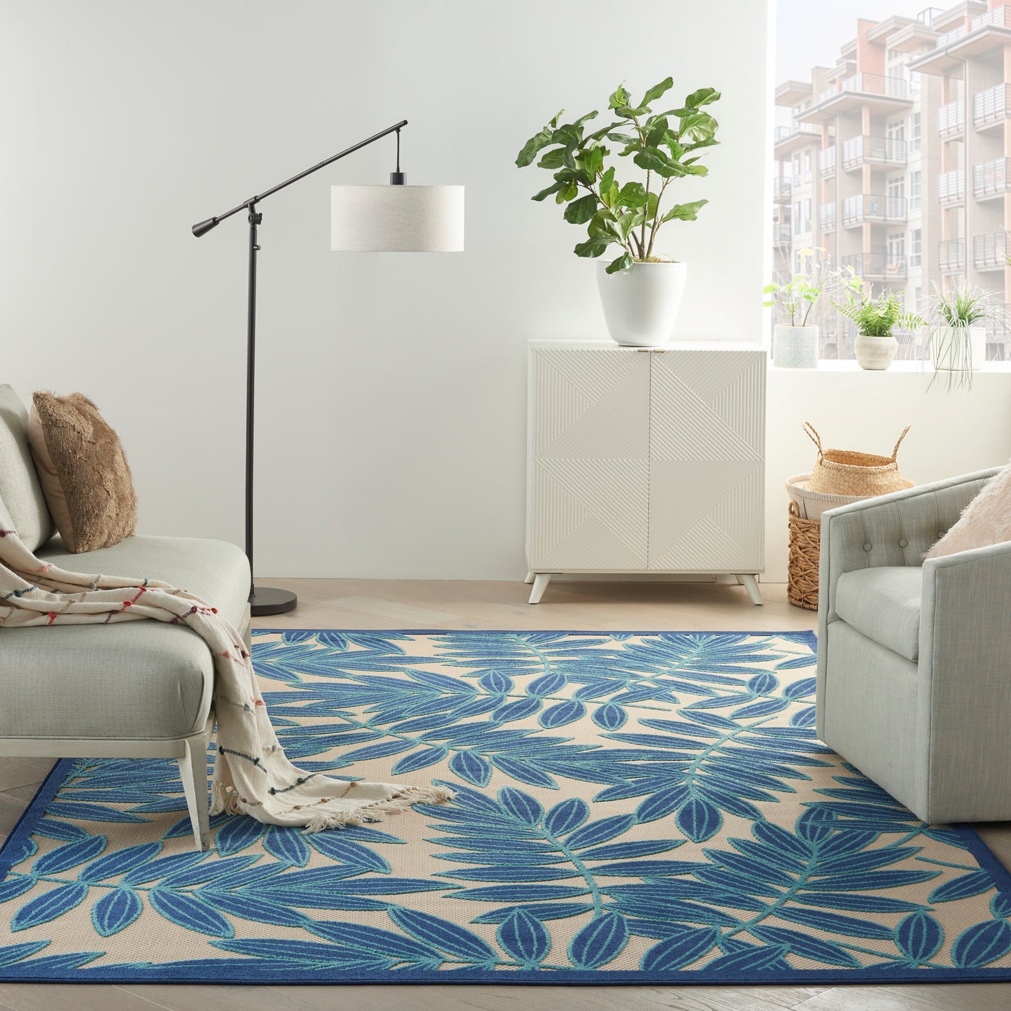 Nourison Home Aloha  Navy  Contemporary