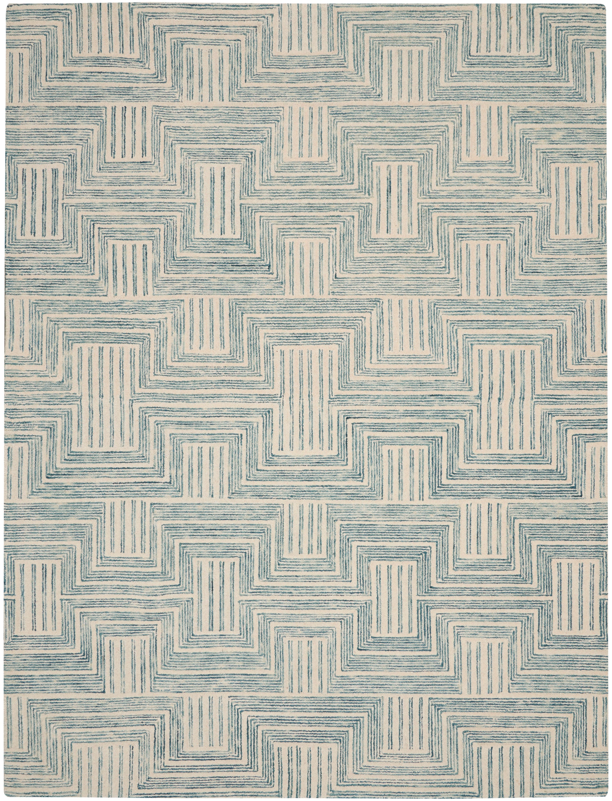 Nourison Home Interlock  Ivory Turquoise  Contemporary