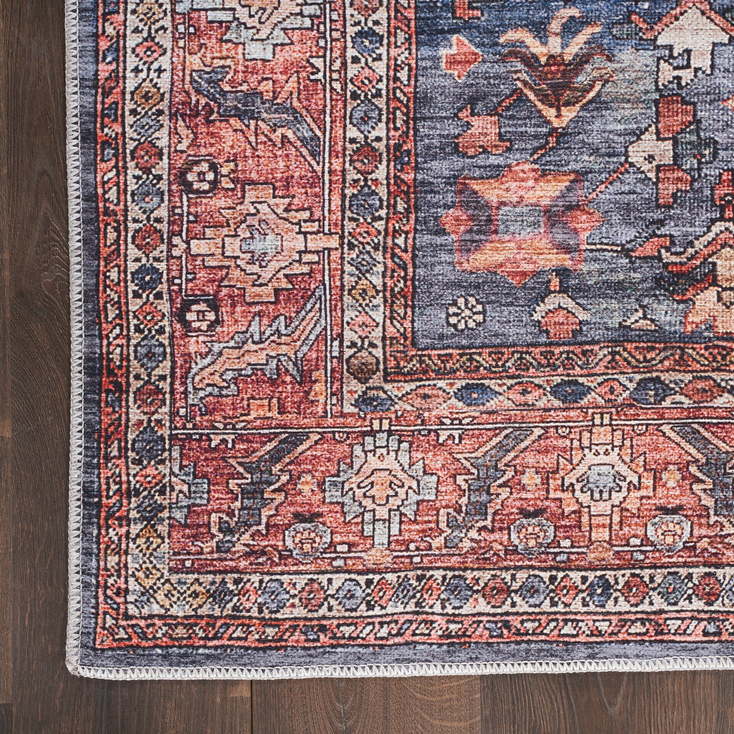 Nourison Home Grand Washables  Navy Brick  Traditional