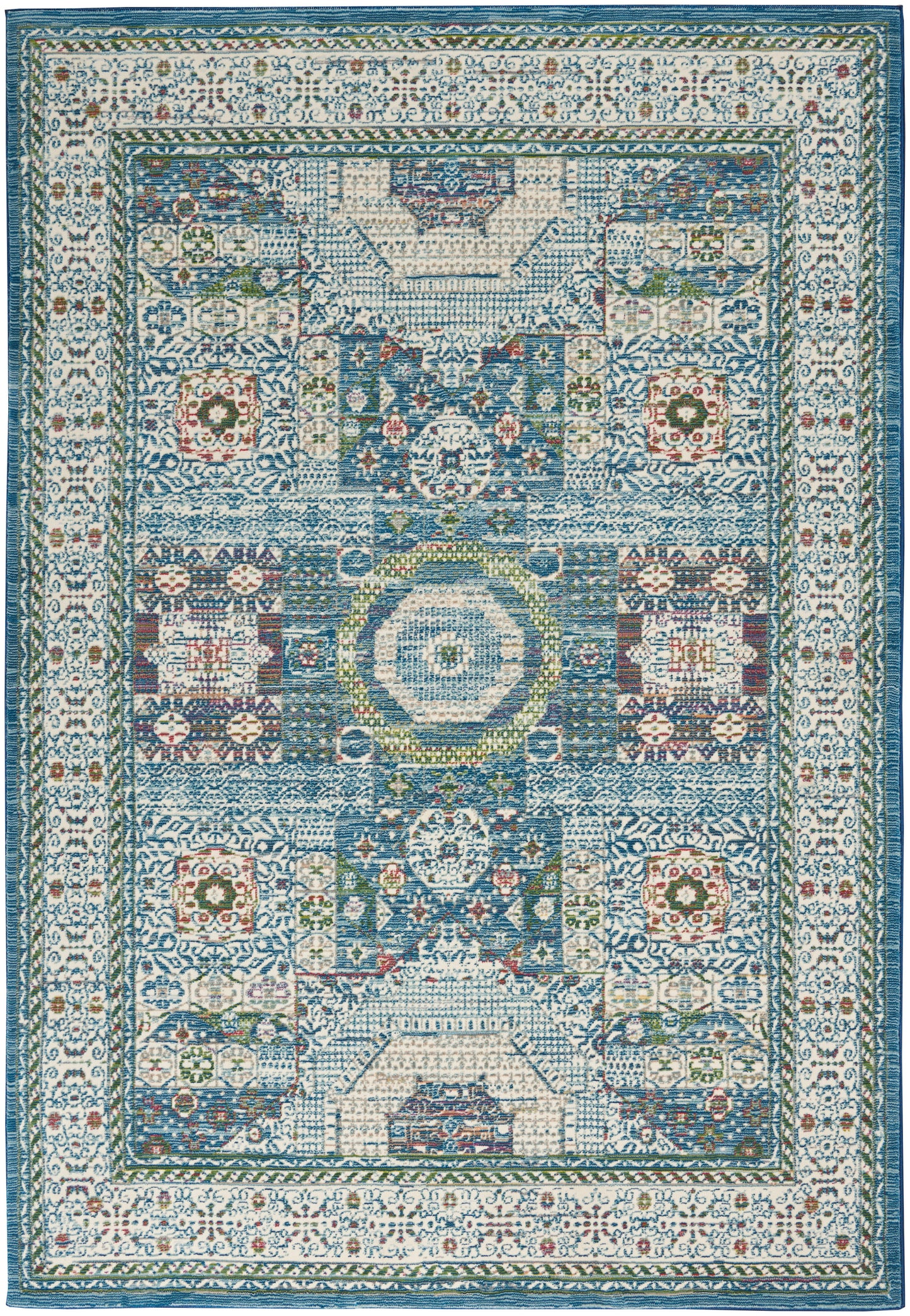 Nourison Home Ankara Global ANR17 Ivory Light Blue Transitional Power-loomed Rug