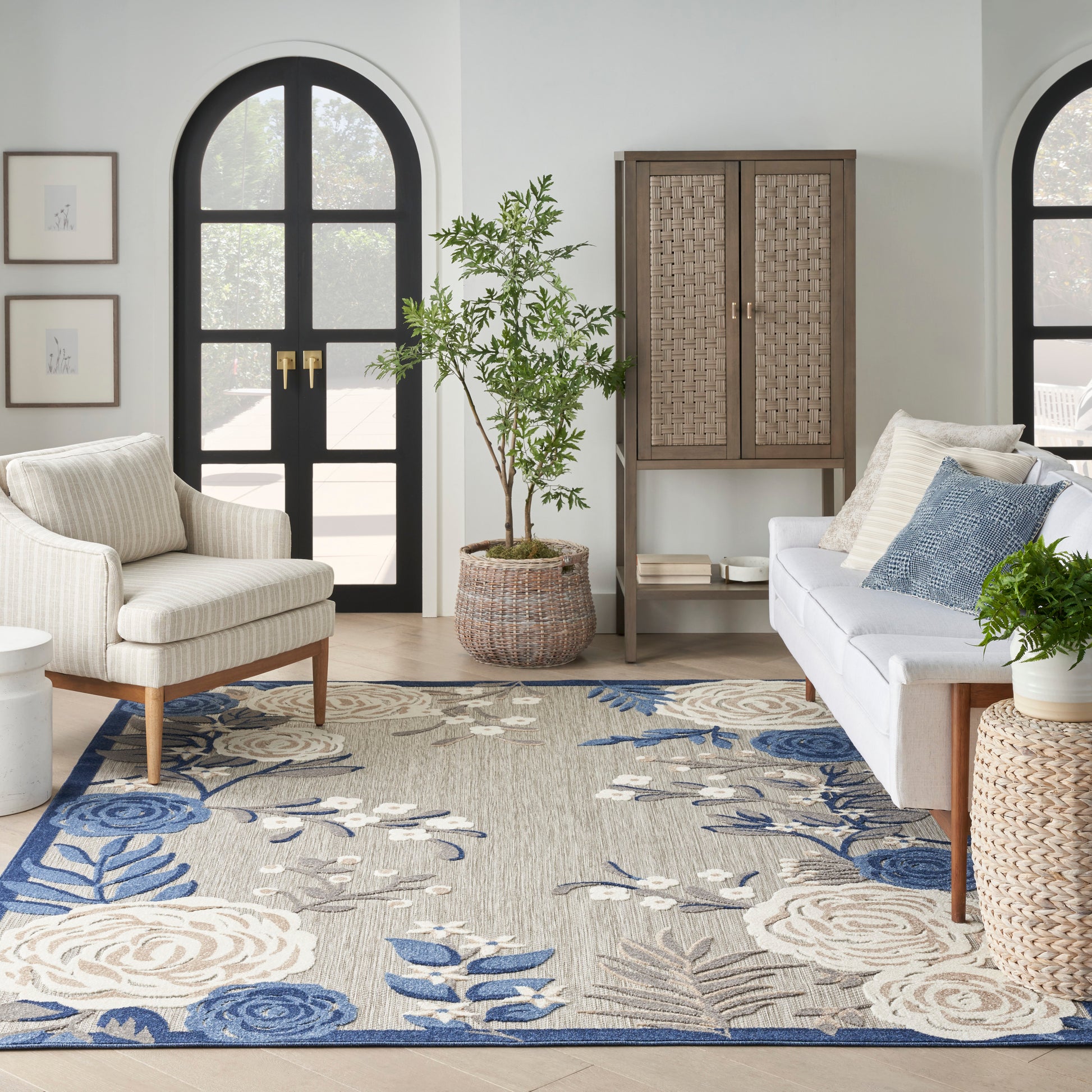 Nourison Home Aloha  Blue Grey  Contemporary