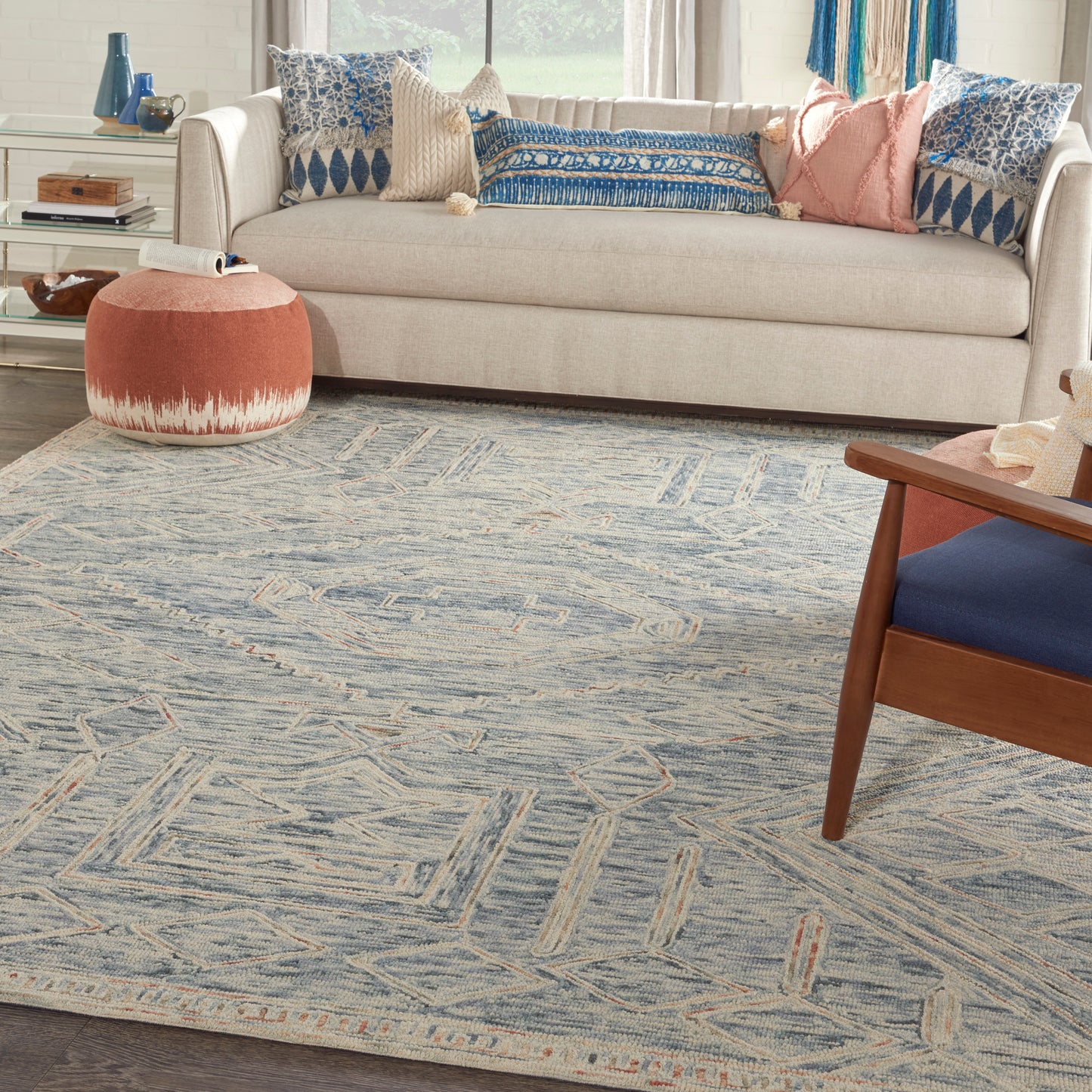 Nourison Home Interlock  Blue Multicolor  Contemporary