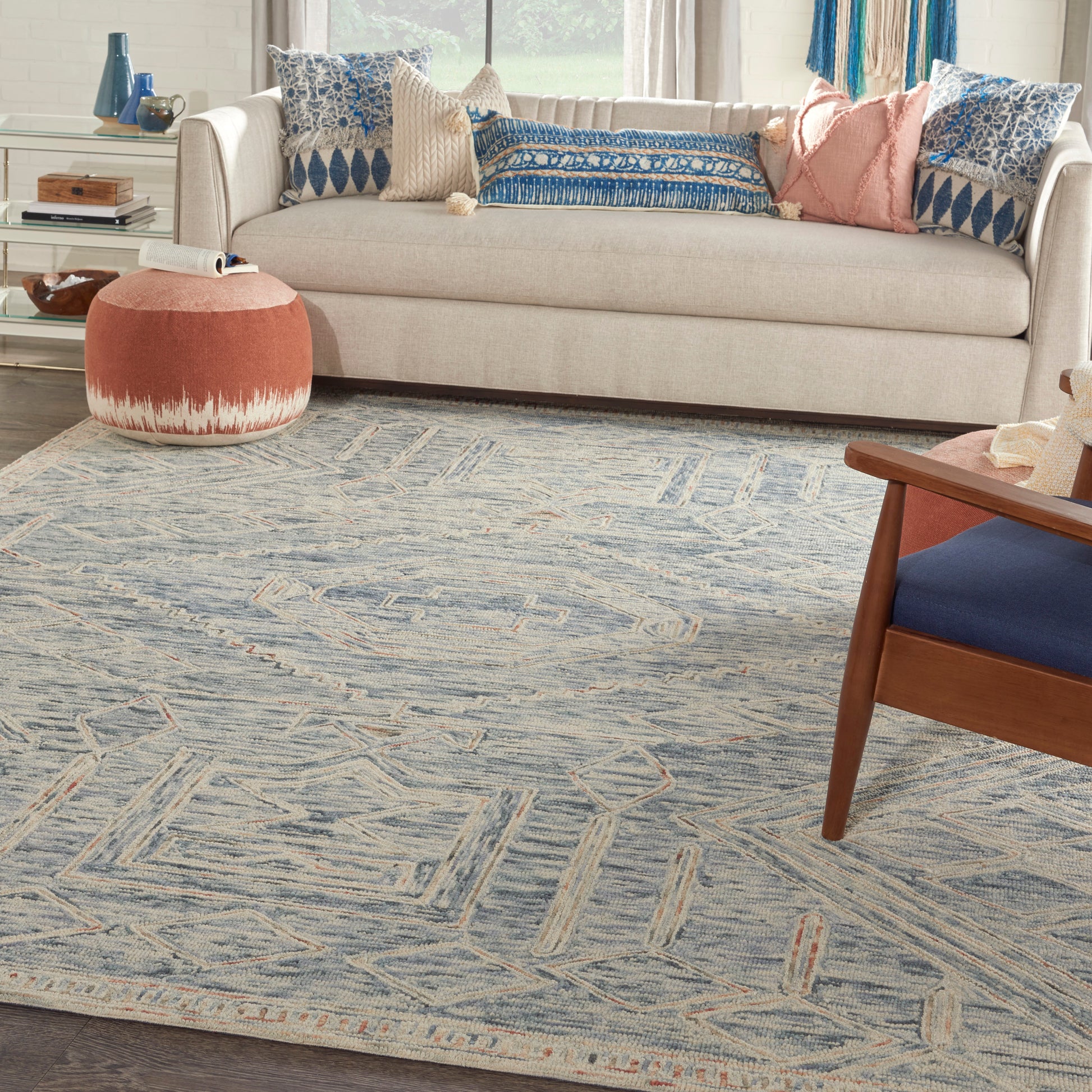 Nourison Home Interlock  Blue Multicolor  Contemporary
