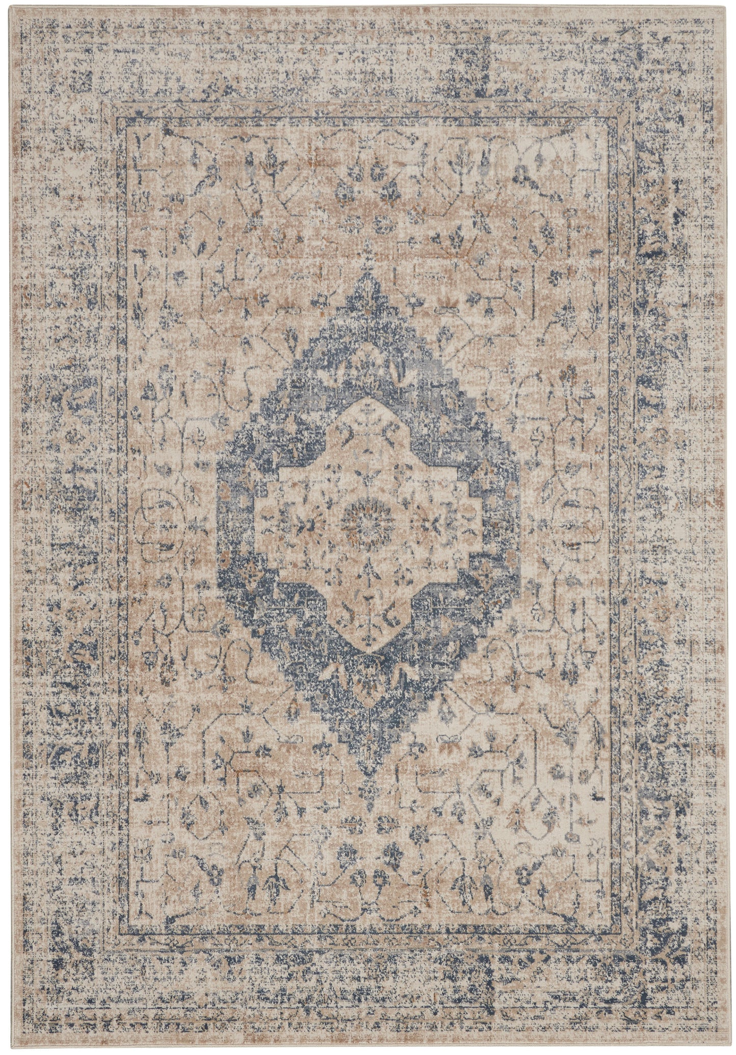 Nourison Home Malta MAI11 Ivory Blue Traditional Power-loomed Rug